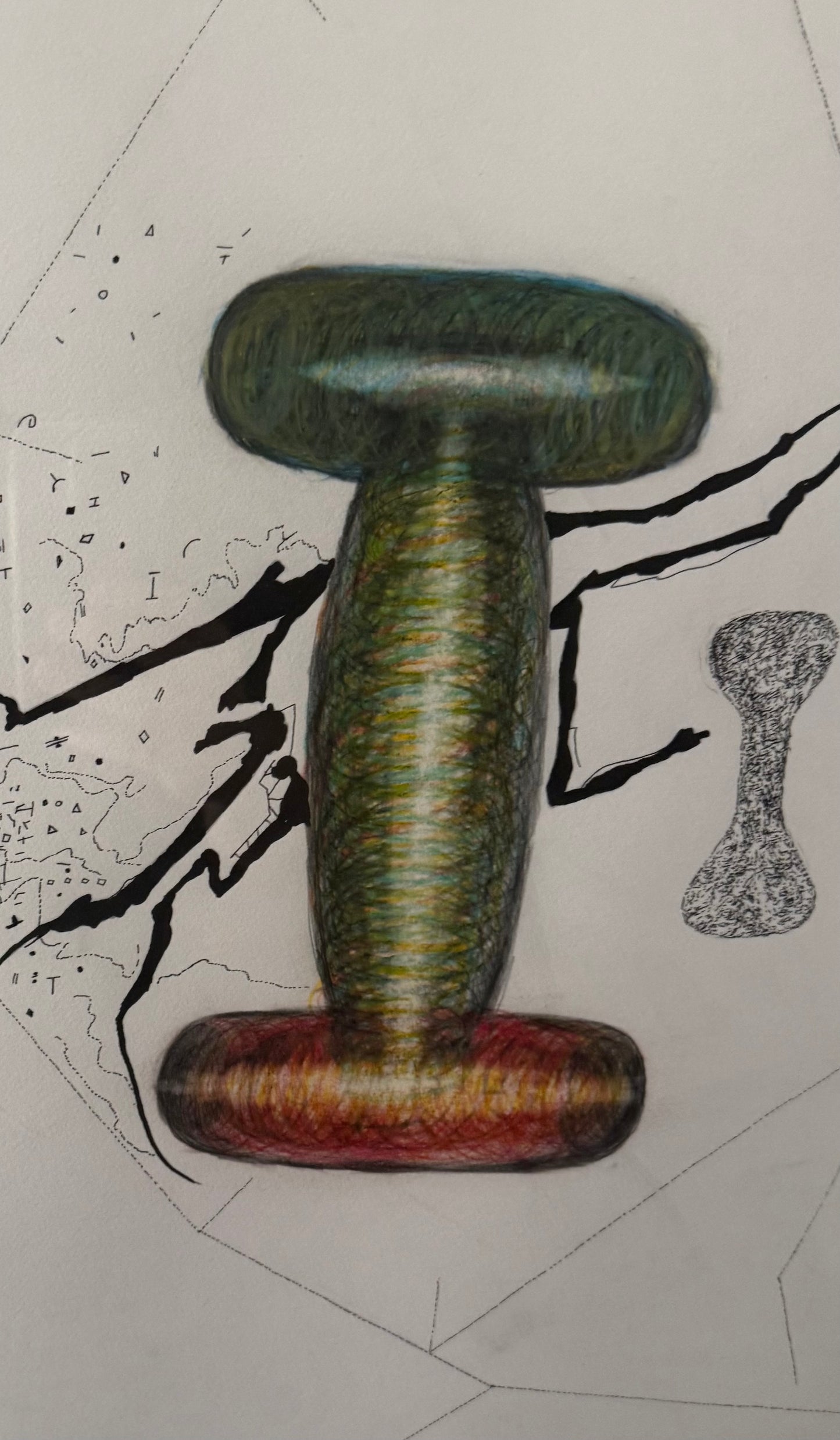 vintage 1980s Rodger LaPelle abstract original drawing