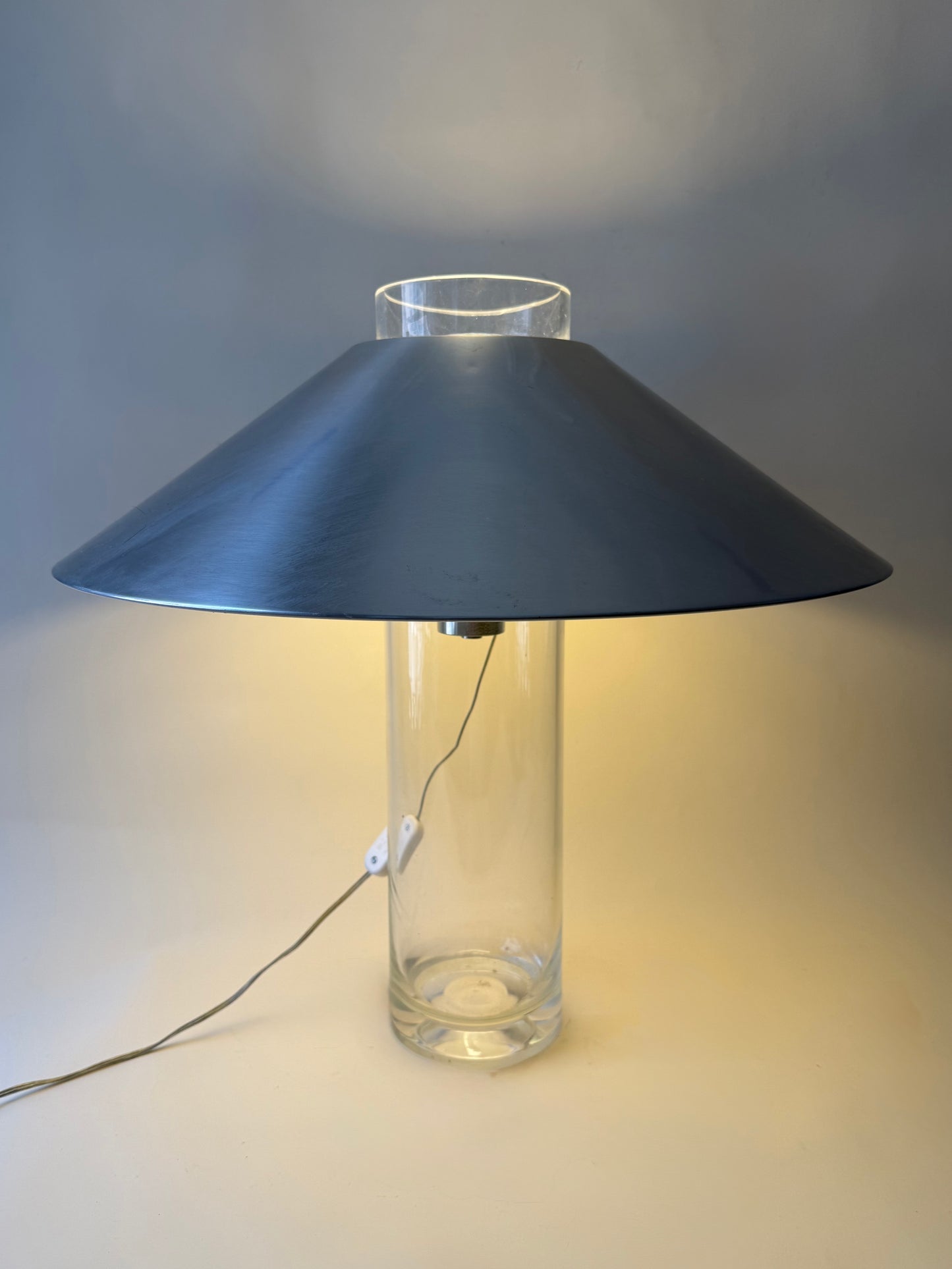 Vintage Paul Mayen for Habitat Large Glass Lamp with Aluminum Shade