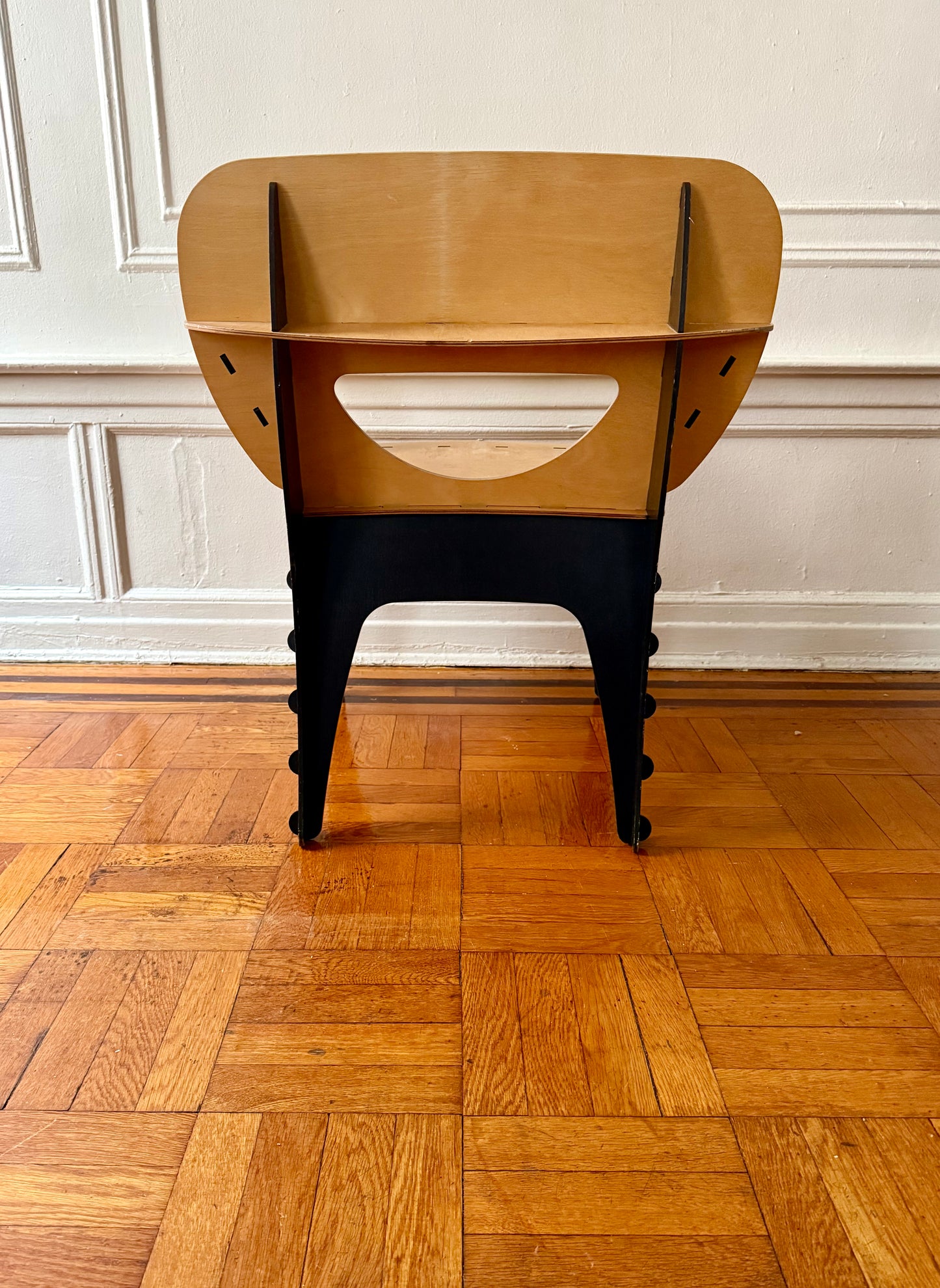 vintage postmodern 1991 puzzle chair by David Kawecki
