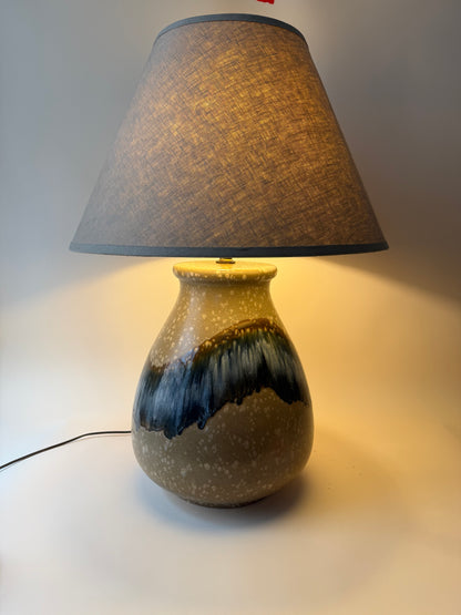 extra large 1970s ceramic sunset drip glaze table lamp
