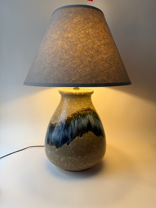 extra large 1970s ceramic sunset drip glaze table lamp