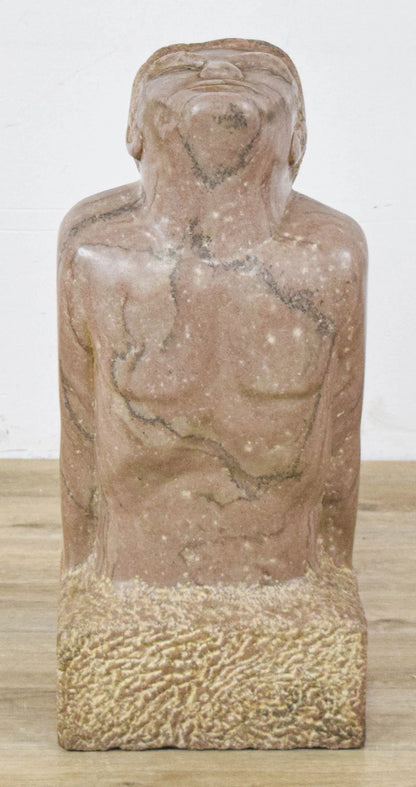 Vintage 1965 Carved Stone Sculpture of a Male Torso by Ben Goodkin