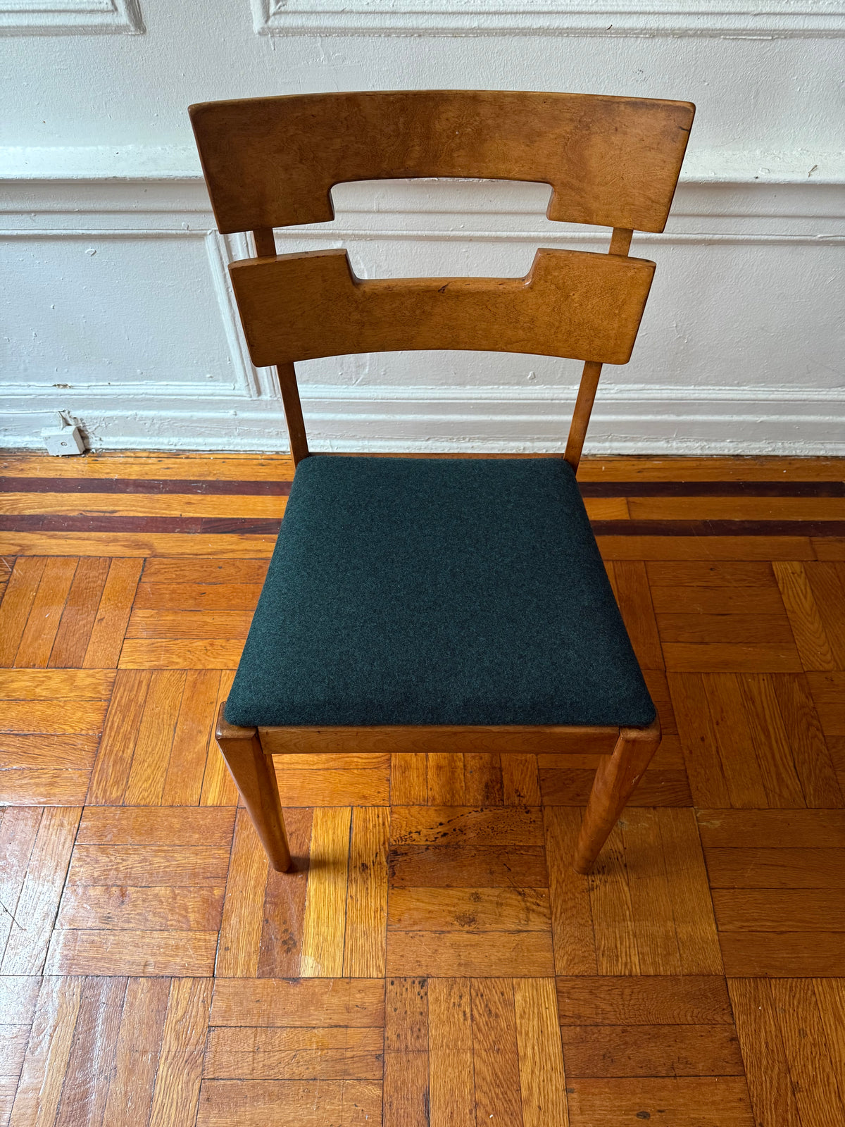 pair of early mid century dining chairs by Temple Stuart