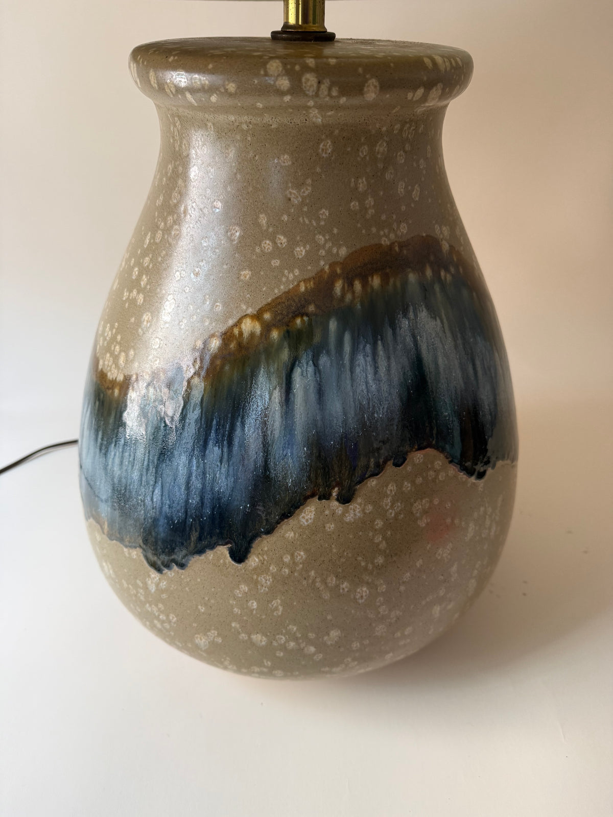 extra large 1970s ceramic sunset drip glaze table lamp