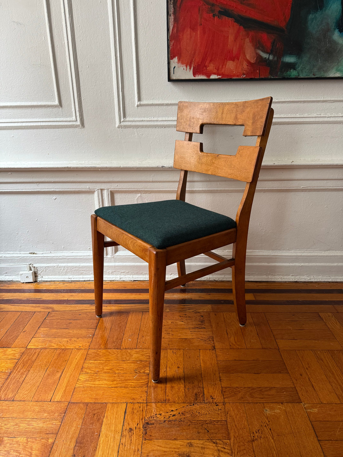 pair of early mid century dining chairs by Temple Stuart