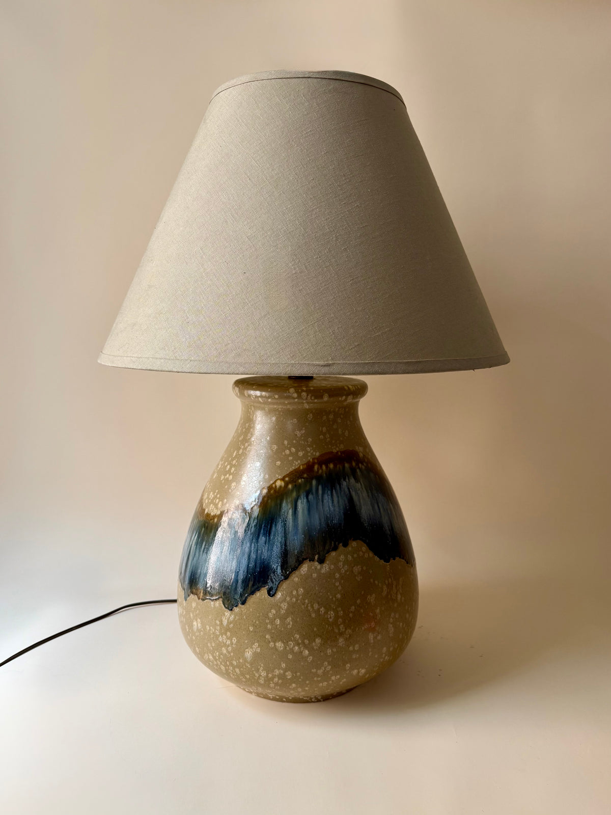 extra large 1970s ceramic sunset drip glaze table lamp