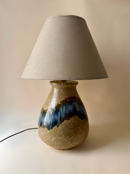 extra large 1970s ceramic sunset drip glaze table lamp