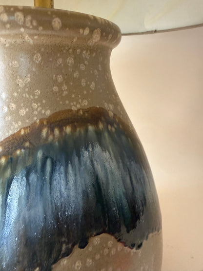 extra large 1970s ceramic sunset drip glaze table lamp