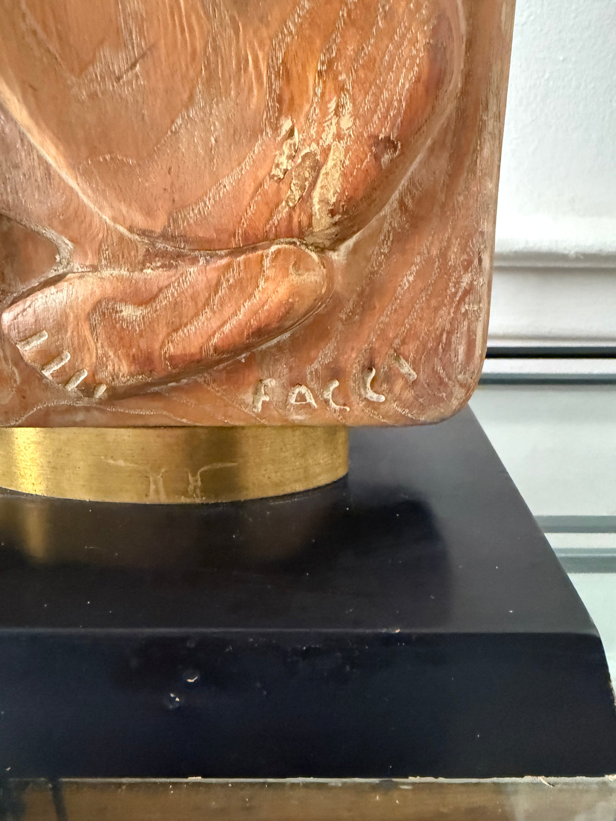 hand-carved figural wood table lamp by sculptor Doménico Aurelio Facci