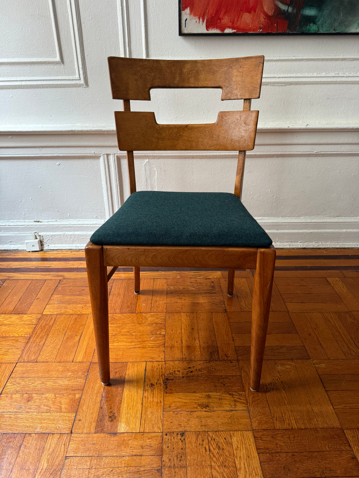 pair of early mid century dining chairs by Temple Stuart