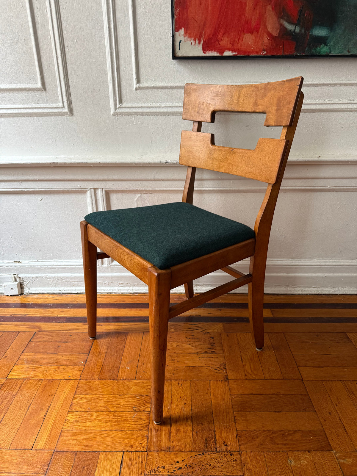 pair of early mid century dining chairs by Temple Stuart