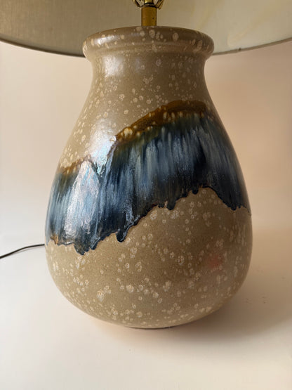 extra large 1970s ceramic sunset drip glaze table lamp