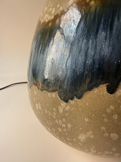 extra large 1970s ceramic sunset drip glaze table lamp