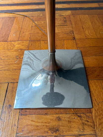1970s Laurel Lamp Co. chrome and slate floor lamp with circular cocktail table