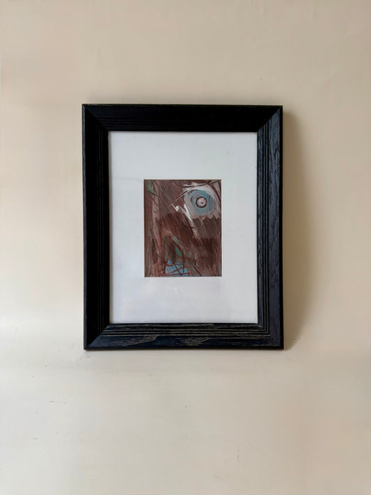 vintage abstact work on paper by Robert Harding in black wood frame