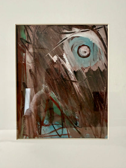 vintage abstact work on paper by Robert Harding in black wood frame
