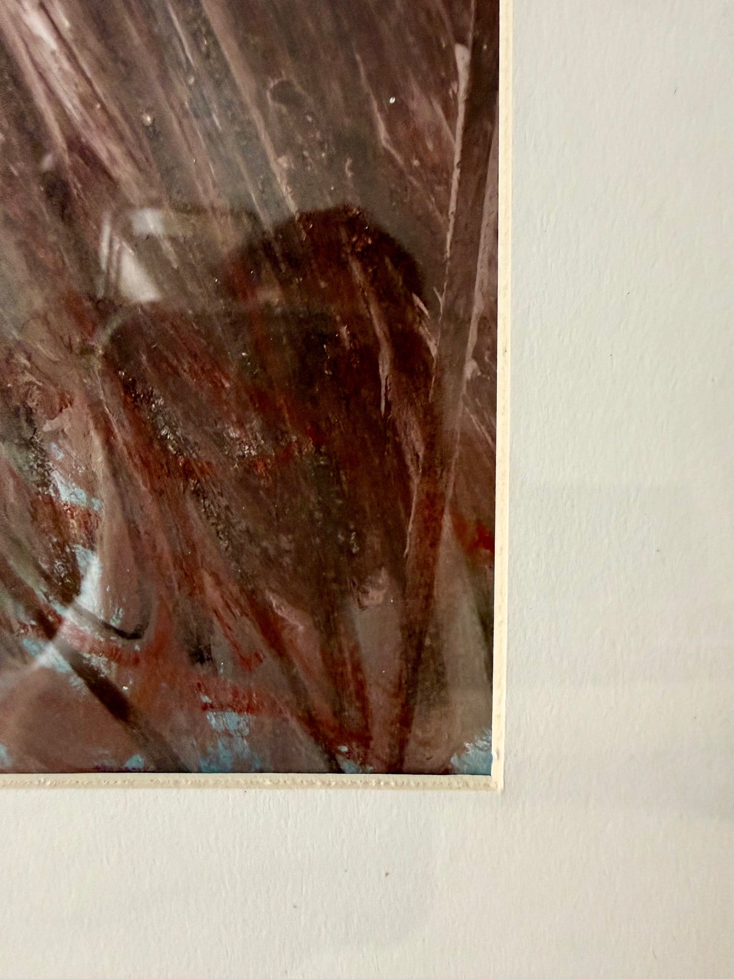 vintage abstact work on paper by Robert Harding in black wood frame