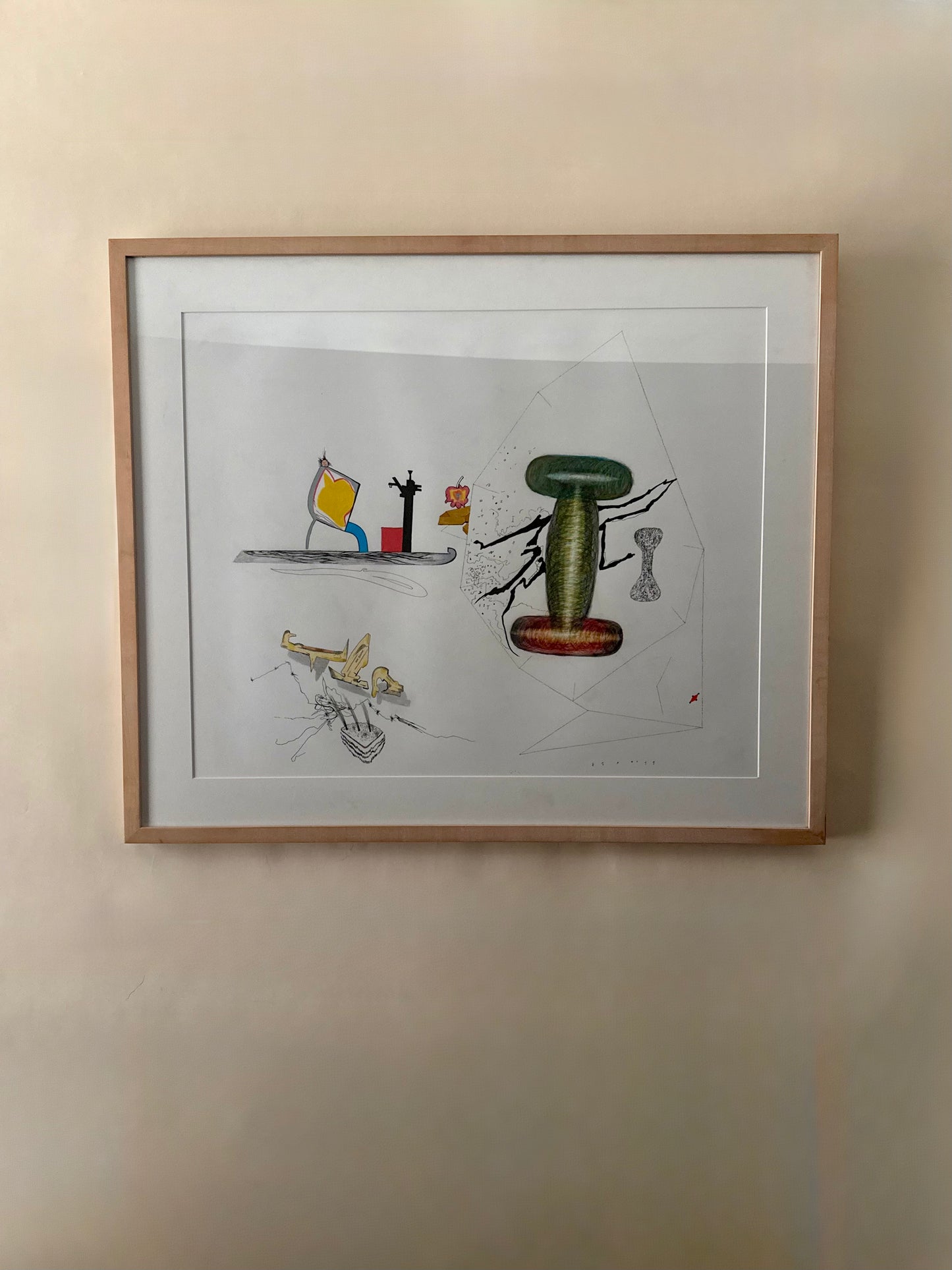 Vintage Rodger LaPelle Abstract Original Drawing