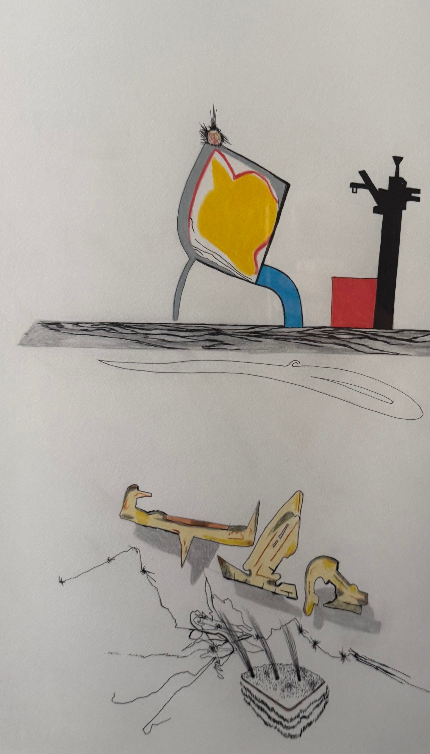 vintage 1980s Rodger LaPelle abstract original drawing