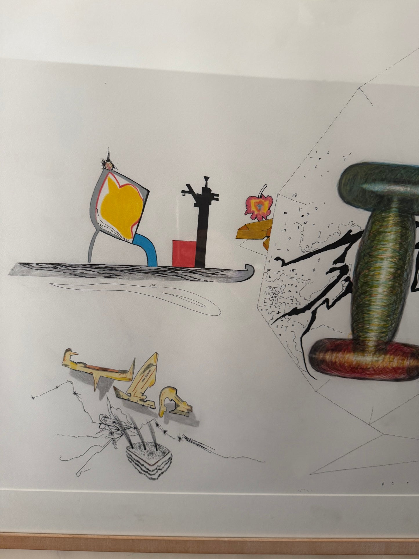 vintage 1980s Rodger LaPelle abstract original drawing