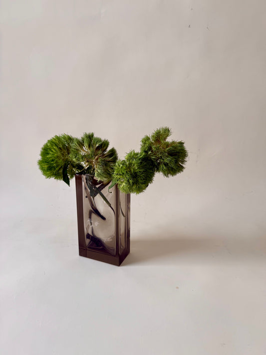 Vintage “Optical” Smoked Czech Glass Vase by Ladislav Oliva for Exbor