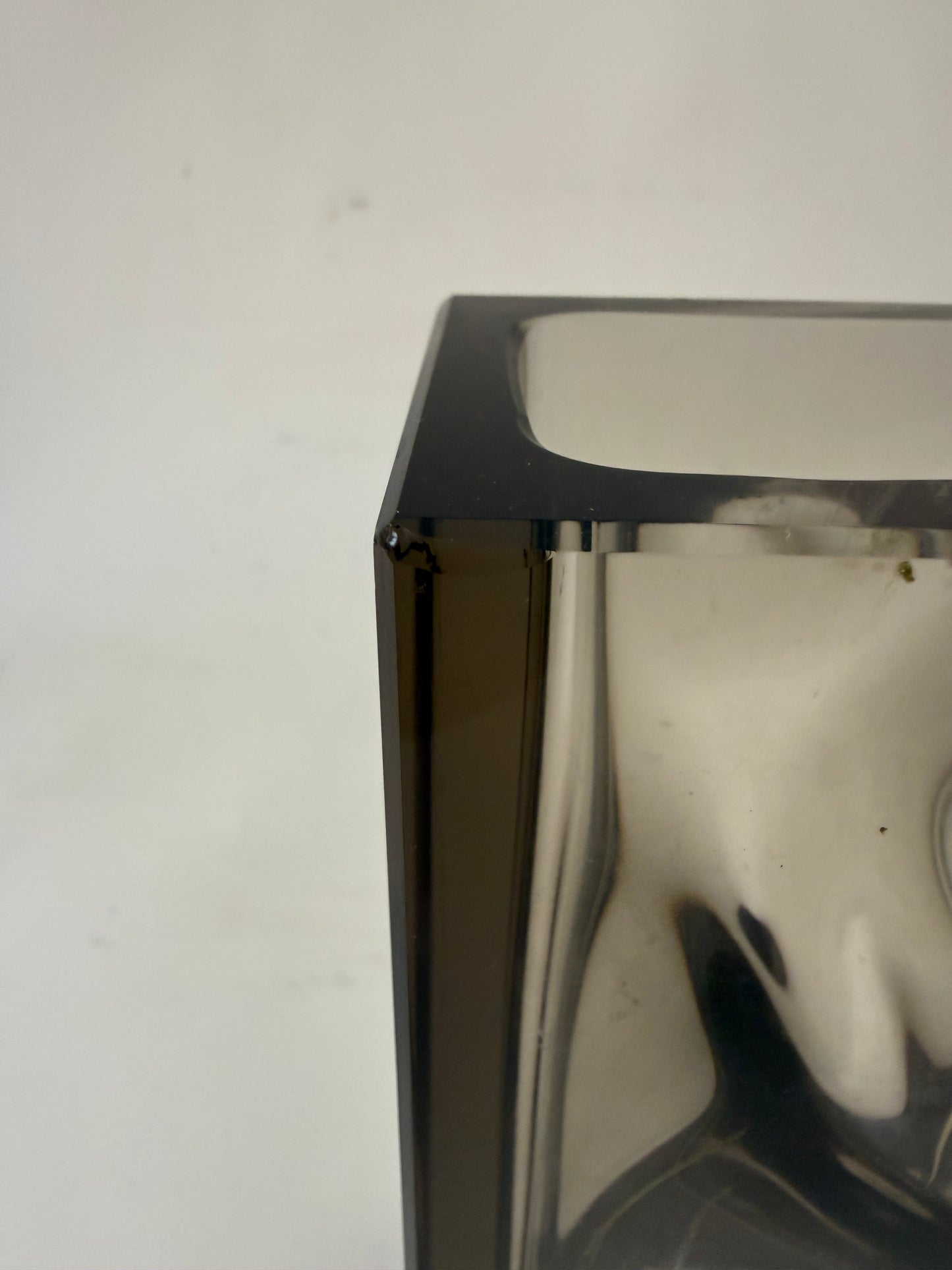 Vintage “Optical” Smoked Czech Glass Vase by Ladislav Oliva for Exbor