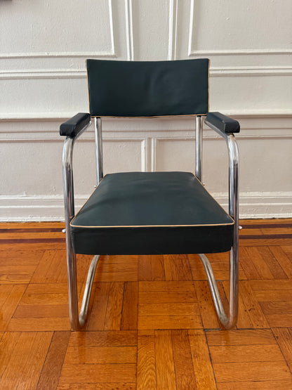 Vintage Rationalist Tubular Chrome and Vinyl Chair