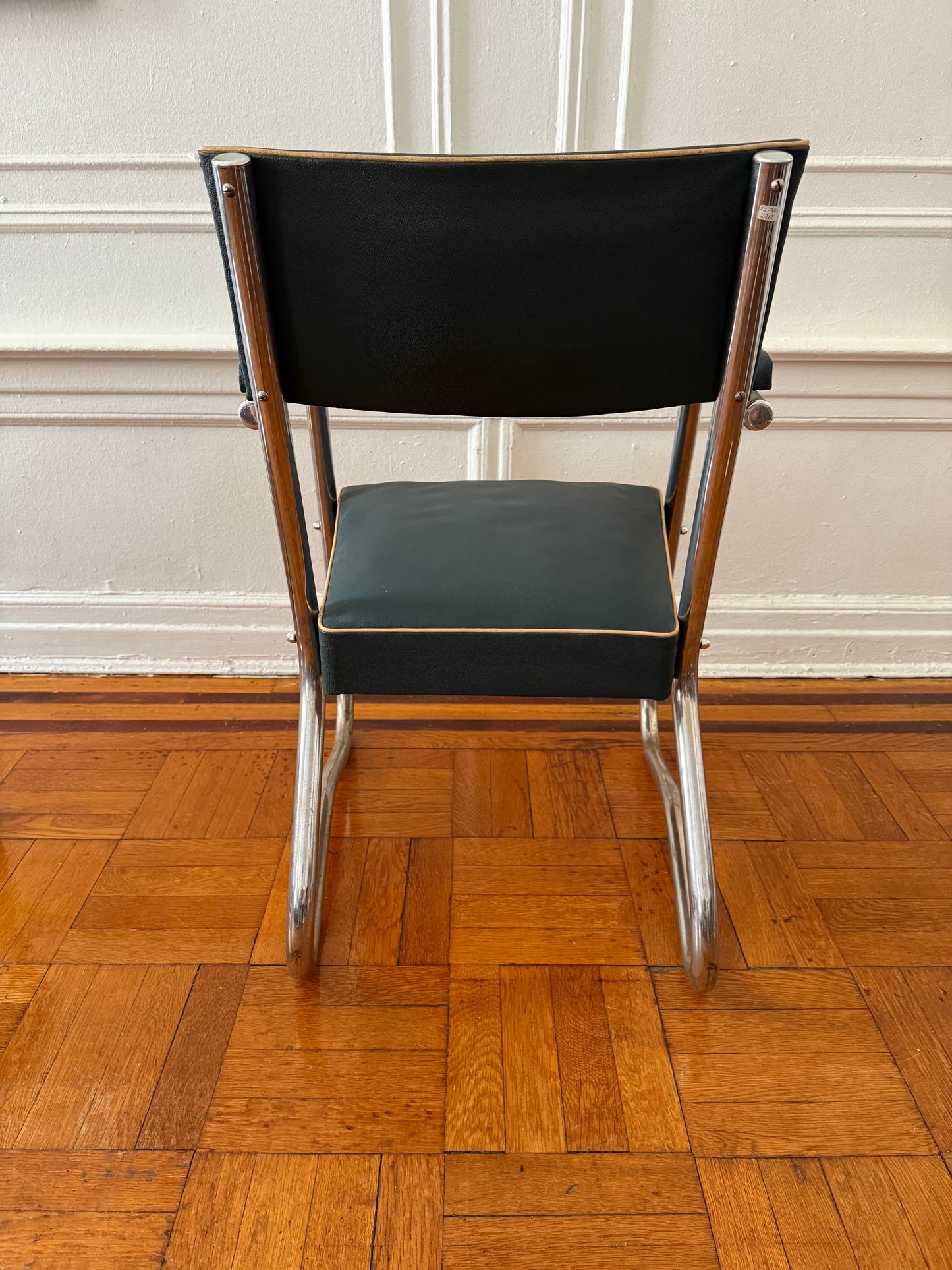 Vintage Rationalist Tubular Chrome and Vinyl Chair