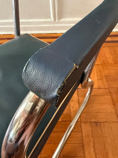Vintage Rationalist Tubular Chrome and Vinyl Chair