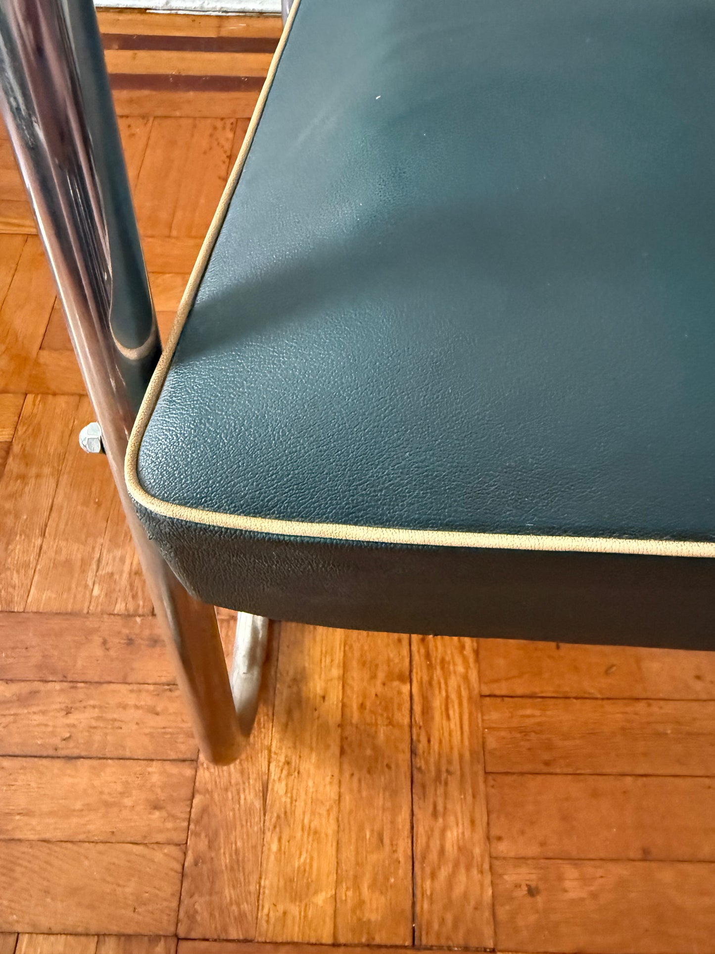 Vintage Rationalist Tubular Chrome and Vinyl Chair