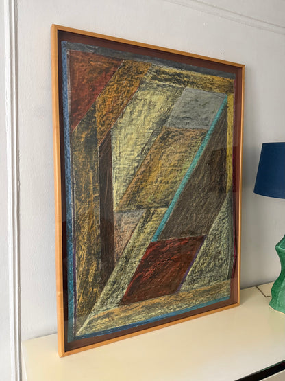Vintage Large Oil Pastel Abstract Drawing by Vance Martin