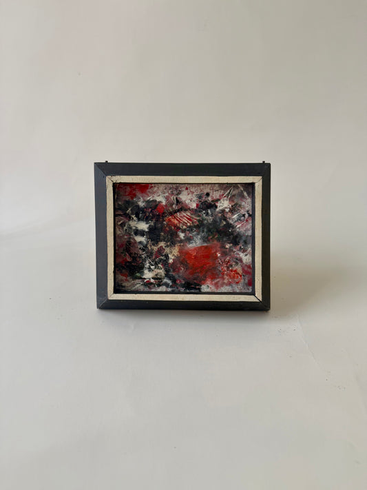 Vintage Tiny Abstract Painting on Board by Harry Schell