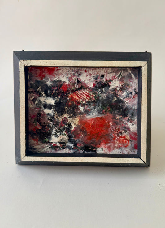 Vintage Tiny Abstract Painting on Board by Harry Schell