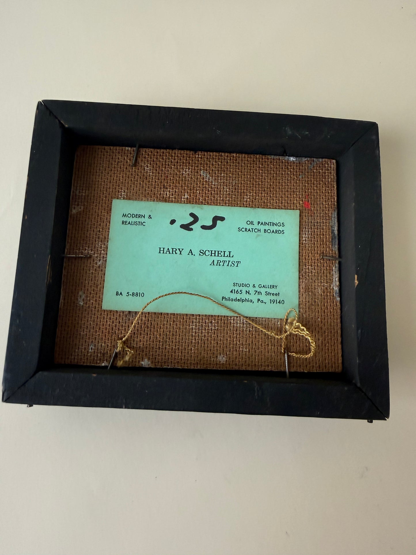 Vintage Tiny Abstract Painting on Board by Harry Schell