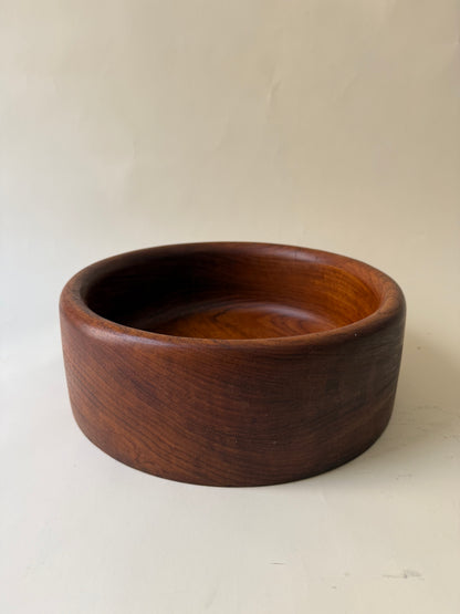 Large Vintage Teak Wood Serving Bowl with Rounded Edges