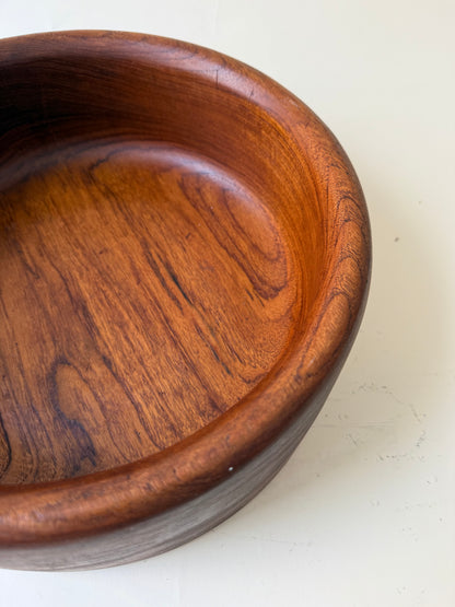 Large Vintage Teak Wood Serving Bowl with Rounded Edges