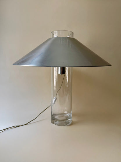 Vintage Paul Mayen for Habitat Large Glass Lamp with Aluminum Shade