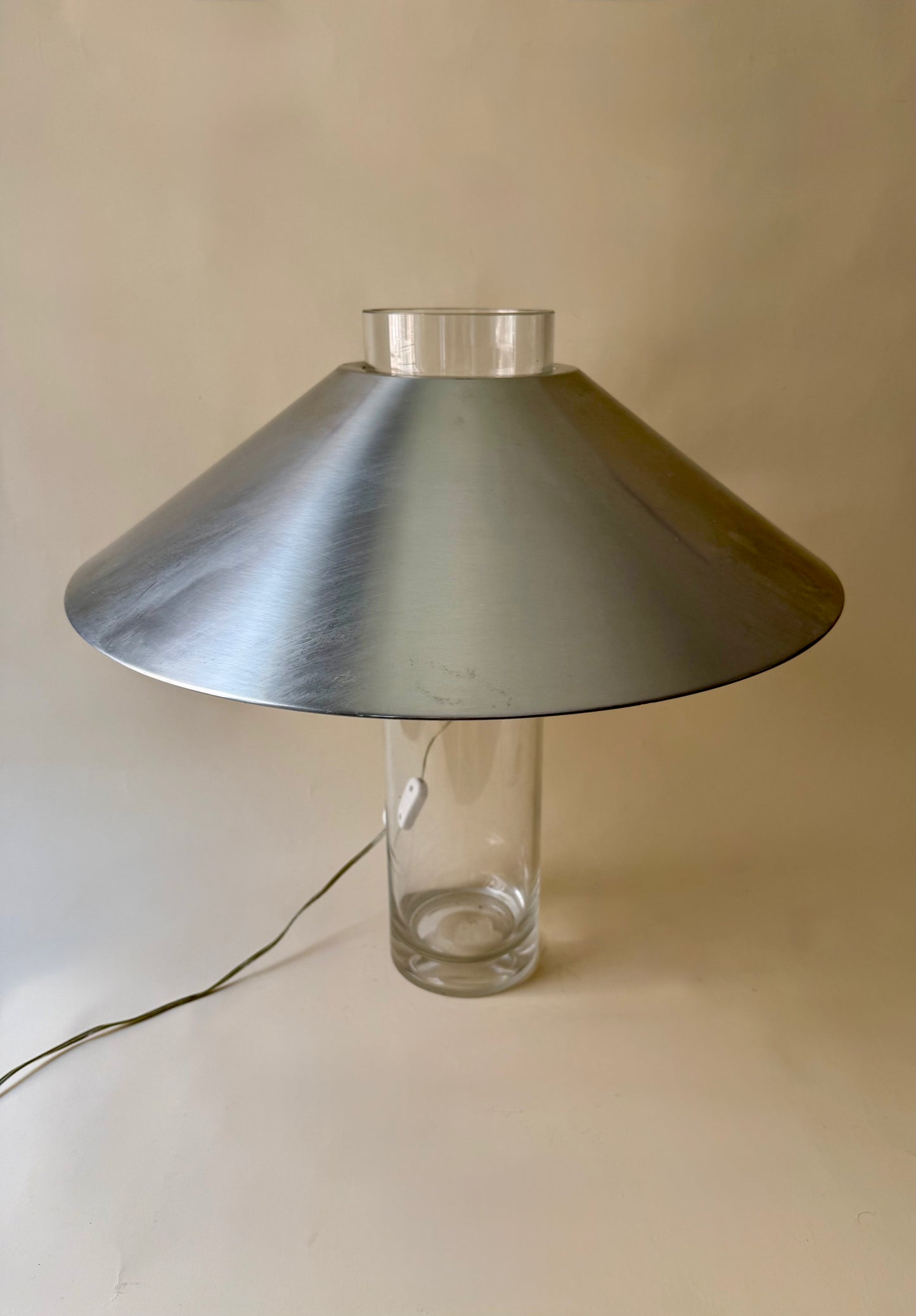 Vintage Paul Mayen for Habitat Large Glass Lamp with Aluminum Shade