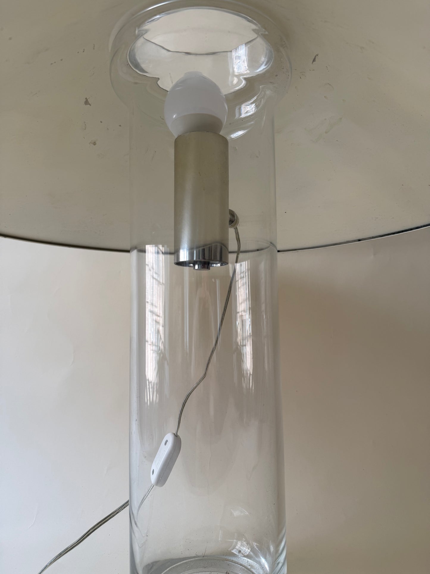 Vintage Paul Mayen for Habitat Large Glass Lamp with Aluminum Shade