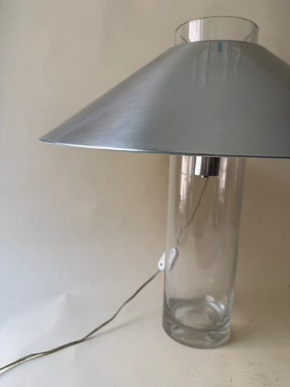 Vintage Paul Mayen for Habitat Large Glass Lamp with Aluminum Shade