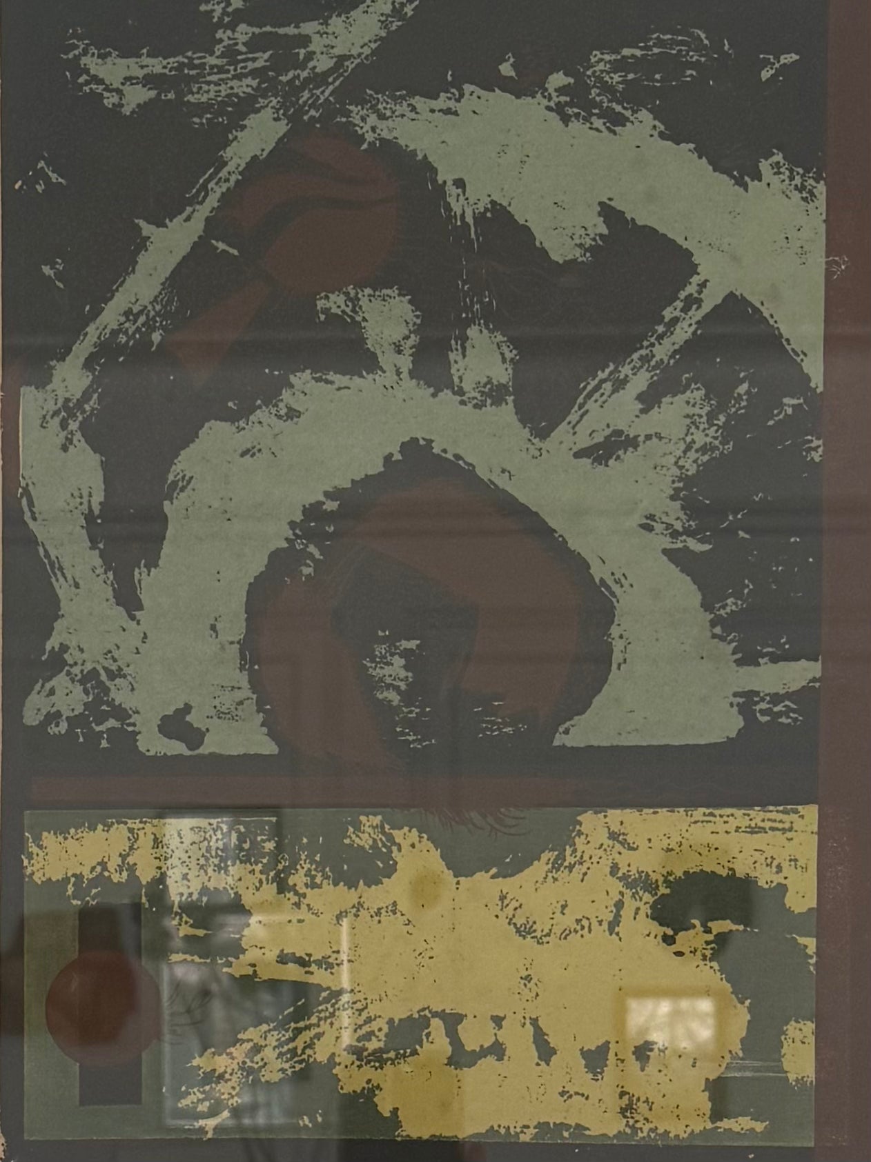 Vintage Abstract Moody Lithograph called “Landsend”  in Wood Frame