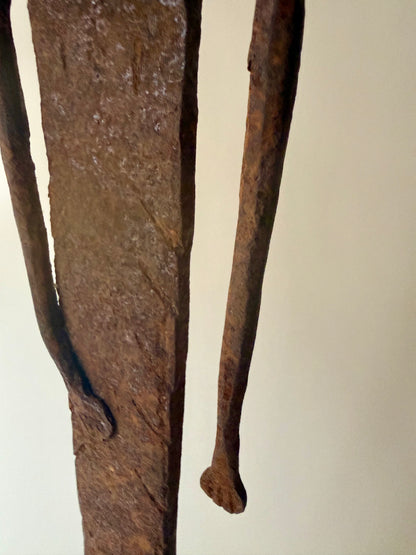 trio of hand-forged iron figural sculptures