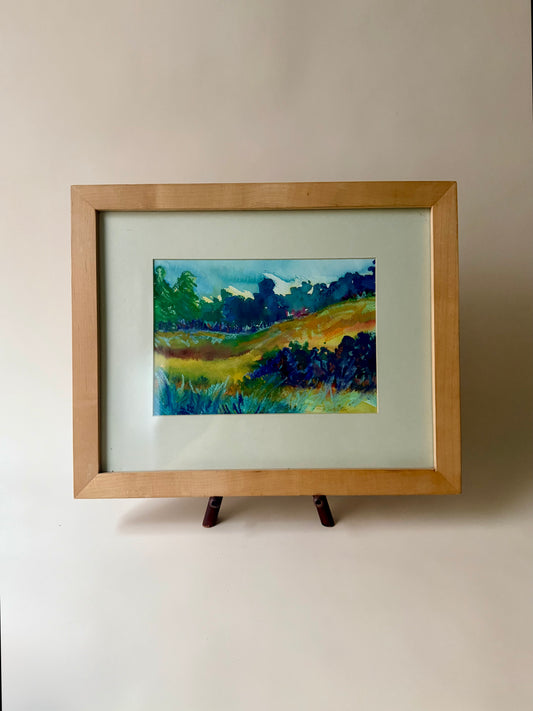 vintage abstract landscape watercolor painting