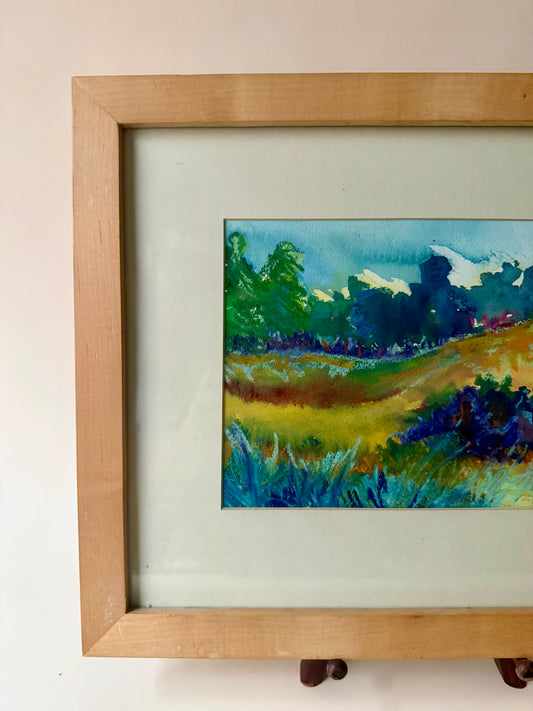 vintage abstract landscape watercolor painting