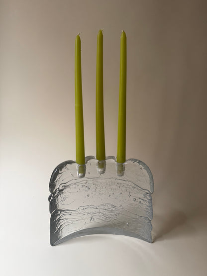 1970s handmade glass candleholder by Glasslight Studio