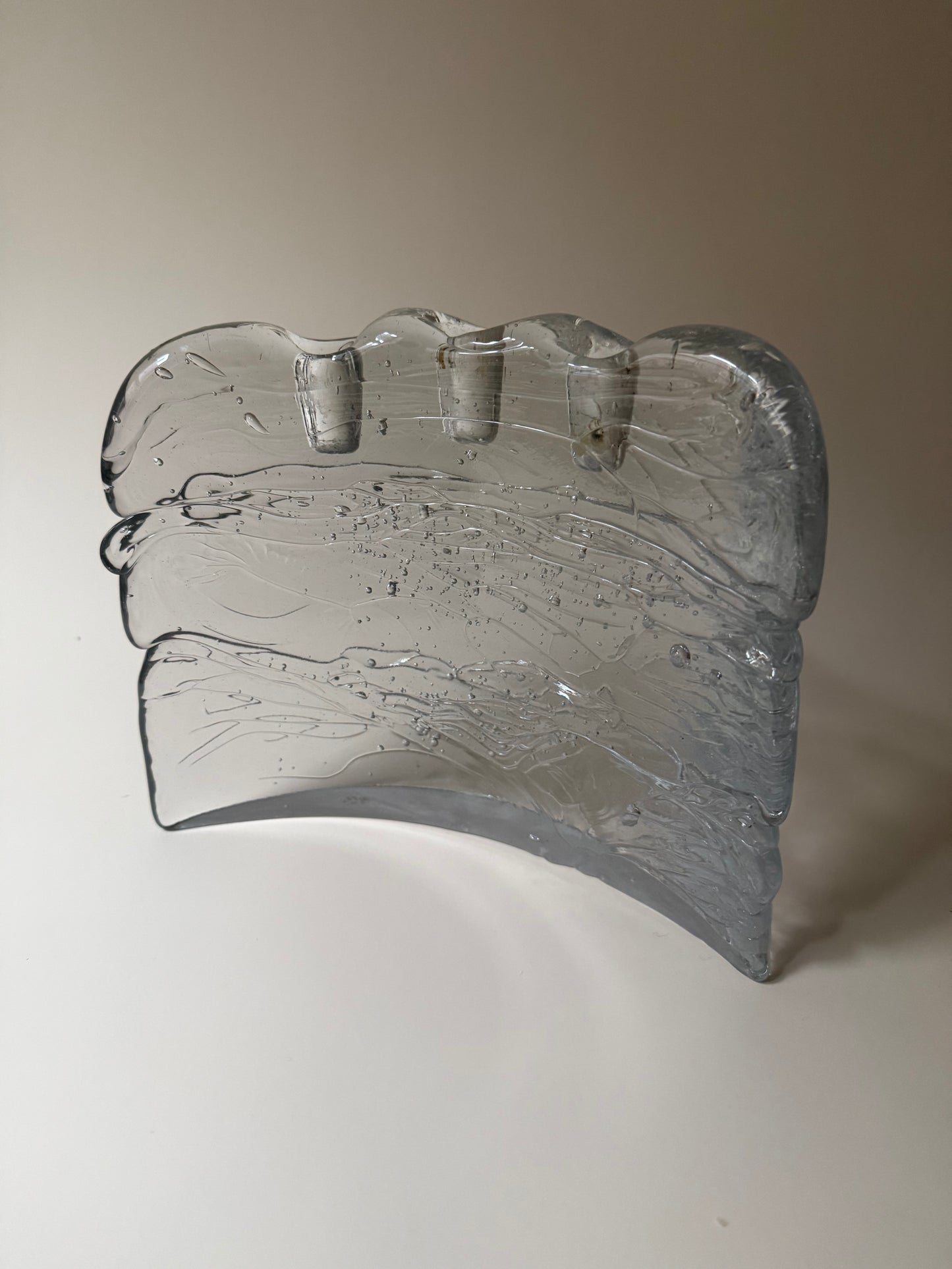1970s handmade glass candleholder by Glasslight Studio