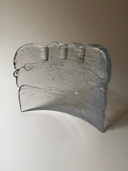 1970s handmade glass candleholder by Glasslight Studio