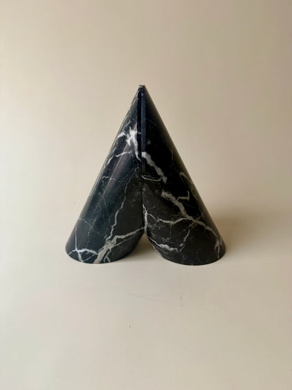vintage black marble conical bookends
