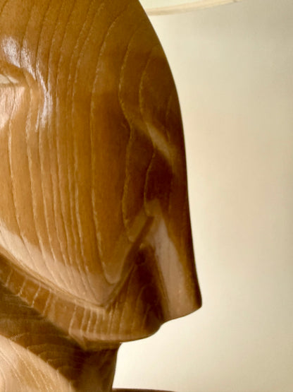 1950s organic freeform sculptural table lamp in oak