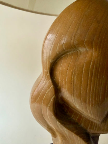 1950s organic freeform sculptural table lamp in oak